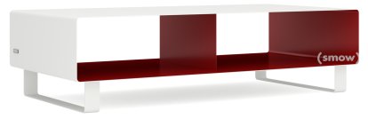 Meuble TV R 200, Bicolore   , Blanc pur (RAL 9010) - Rouge rubis (RAL 3003), Piétement luge laqué de la même couleur que l'extérieur