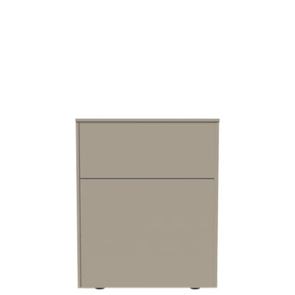 Buffet Aventa avec porte et tiroirs, 60 cm, 3 Grilles de hauteur, Mélamine gris pierre, Patin en plastique
