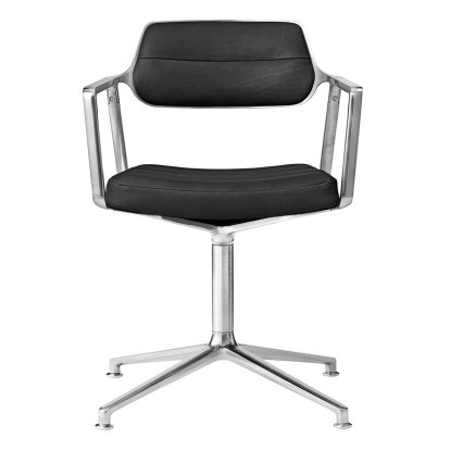 Chaise pivotante Swivel 453, Cuir noir, Poli