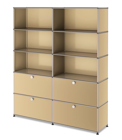 Étagère à dossiers L USM Haller, personnalisable, Beige USM, Ouvert, Ouvert, Avec 2 portes abattantes, Avec 2 portes coulissantes