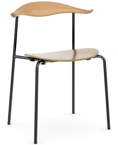Chaise CH88T, Thermolaqué noir, Hêtre laqué 