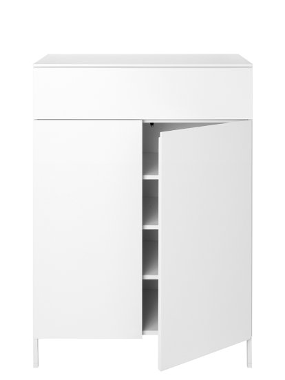 Commode Urban, Avec 2 portes et 1 tiroir, Avec étagères, Avec piétement