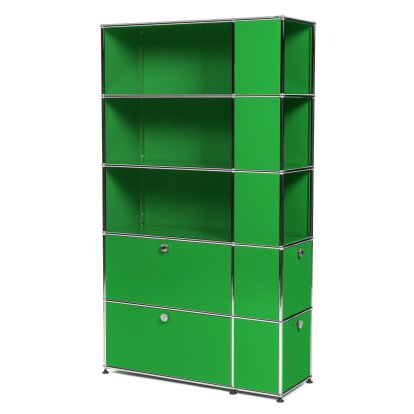 Bibliothèque USM Haller avec compartiments latéraux, Vert USM