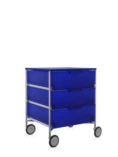 Caisson Mobil,  3 tiroirs - pas de compartiment, Opalin, Bleu cobalt