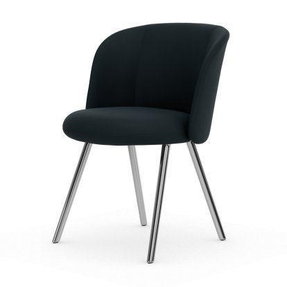 Chaise Mikado, Piètement à quatre pieds, 4 pieds, aluminium poli, Plano, Pétrole / nero, Patins pour tapis