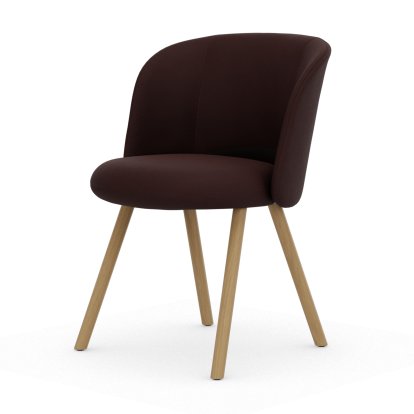 Chaise Mikado, Piètement à quatre pieds, 4 pieds, chêne naturel, Plano, Rouge foncé / nero, Patins en feutre pour sols durs