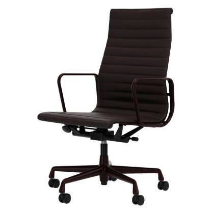 Aluminium Chair EA 119, Aluminium revêtu par poudre couleur bordeaux foncé, Cuir (Standard), Prune