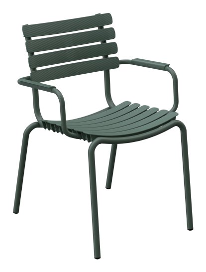 Chaise ReCLIPS, Vert olive, Accotoirs aluminium