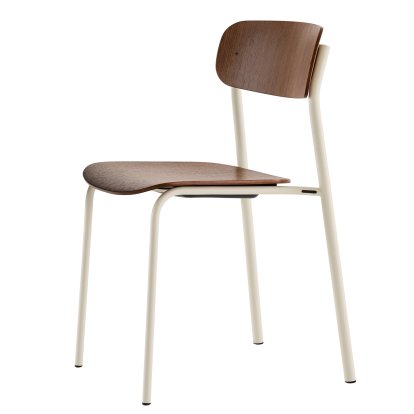 Chaise S 243, Blanc perle (RAL 1013), Noyer verni transparent