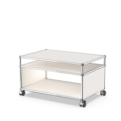 USM Haller table d'appoint à roulettes, Blanc pur RAL 9010, Souples pour sols durs