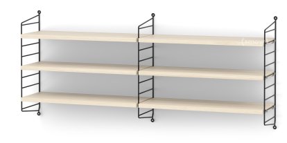Étagère murale M String, 20 cm, Noir, Placage frêne  