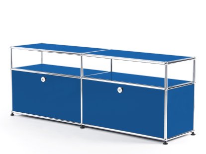 Meuble TV USM Haller avec réhausse, Bleu gentiane RAL 5010