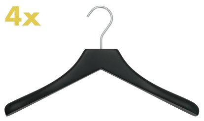 Cintres 0112  - lot de 4 , Noir, Chrome mat