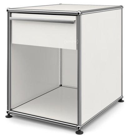 Table de chevet USM avec tiroir, Blanc pur RAL 9010, Grand (H 54 x l 42,5 x P 53 cm)