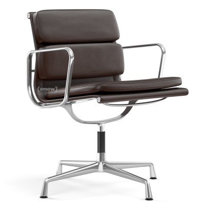 Soft Pad Chair EA 207 / EA 208, EA 208 - pivotante, Poli, Cuir Standard châtaigne, Plano marron