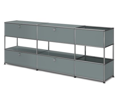 Buffet USM Haller pour enfants L avec boîtes de rangement, Monochrome, Gris moyen RAL 7005, Avec portes abattantes