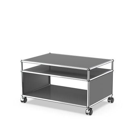 USM Haller table d'appoint à roulettes, Gris moyen RAL 7005, Durs pour tapis
