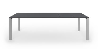 Table à manger Nori, Fenix gris Bromo avec bord noir, L 166-260 x L 100 cm, Aluminium andoisé