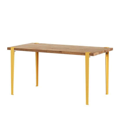 Table à manger Balthazar, Chêne ancien recyclé, Jaune brioche