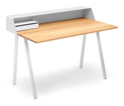 Secrétaire PS04 / PS05 , L 120 x P 75 (PS05), Blanc pur (RAL 9010), Blanc pur RAL 9010, Avec boîtier électrique