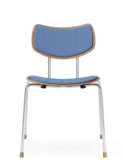 Chaise VLA26 Vega, Chêne laqué, Mood - bleu, Chromé