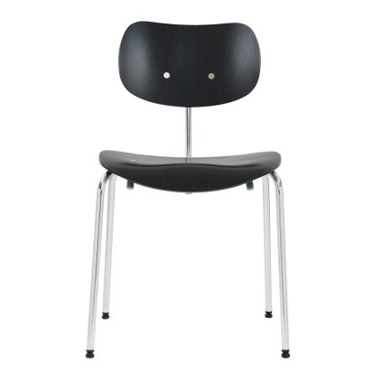 Chaise SE 68, Empilable, Sans rembourrage, Chromé, Sans accoudoirs, Hêtre, teinté noir