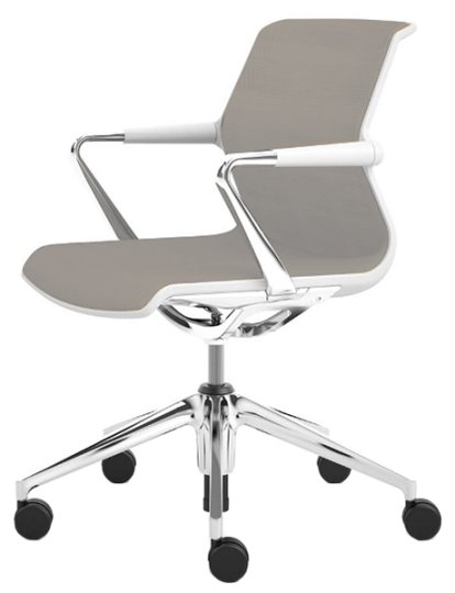 Chaise Unix Five-star base, Silk Mesh soft grey, Soft grey