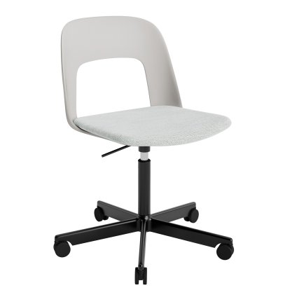 Chaise pivotante Layout 143 avec assise rembourrée, Gris ciel / Mode 001, Aluminium thermolaqué noir 