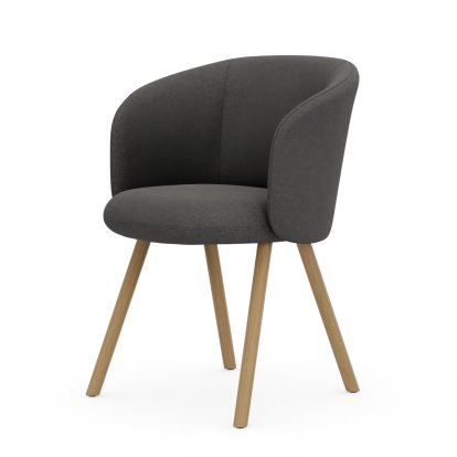Fauteuil Mikado, Piètement à quatre pieds, 4 pieds, chêne naturel, Dumet, Tissu Dumet gris sierra mélange, Patins pour tapis
