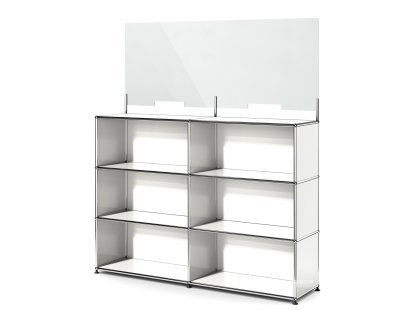 USM Haller Comptoir L avec écran de sécurité, Blanc pur RAL 9010