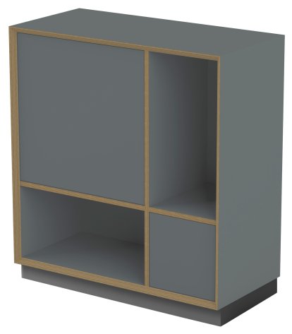 Étagère Vertiko Ply, Version 2, Anthracite, Avec socle