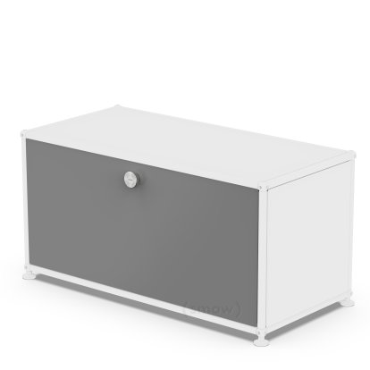 Porte abattante USM Haller, 75 cm x 35 cm, Gris moyen RAL 7005, Avec poignée sans serrure
