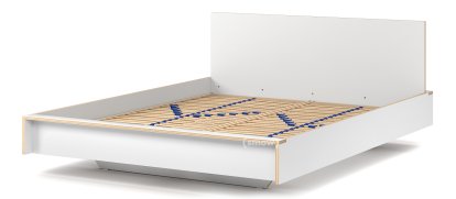 Lit Flai, 160 x 200, Avec tête de lit, CPL blanc, avec sommier