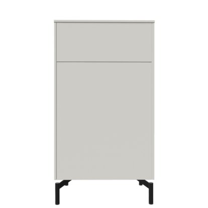Buffet Aventa avec porte et tiroirs, 60 cm, 4 Grilles de hauteur, Mélamine blanc, Pieds en métal