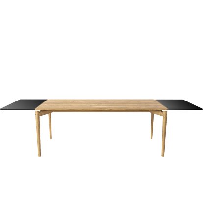 Table PUREdinner, 190 x 85 cm, Chêne huilé blanc, Avec 2 panneaux d'extension MDF noir (L 190-290 cm)