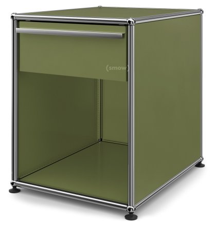 Table de chevet USM avec tiroir, Vert olive RAL 6003, Grand (H 54 x l 42,5 x P 53 cm)