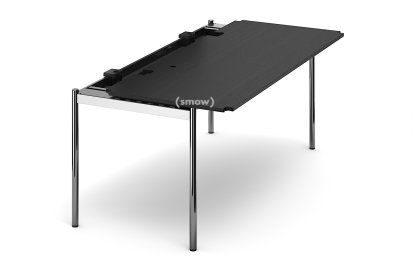 Table USM Haller Advanced, 175 x 75 cm, 06-Plaqué chêne laqué noir, Plateau coulissant à gauche