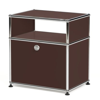 USM Haller Table de nuit avec porte abattante et étagère intermédiaire, Marron USM