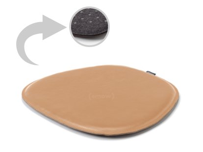 Coussin d'assise en cuir pour Eames Side Chairs , Recto cuir / verso feutrine, Beige