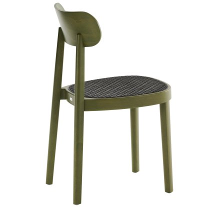 Chaise bois 118 / 118 M, Hêtre teinté vert olive, Cannage dark melange