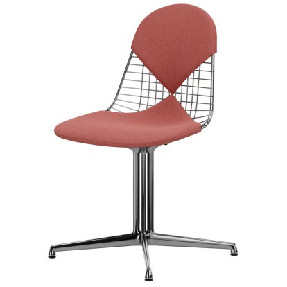Chaise Wire Chair DKL, Aluminium poli, Coussin pour assise et dossier (Bikini), Rouge coquelicot / ivoire
