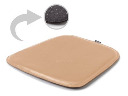Coussin d'assise cuir pour Eames Armchairs , Recto cuir / verso feutrine, Beige