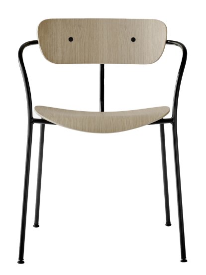 Chaise Pavilion AV2, Chêne laqué, Revêtement par poudre noir, Avec accoudoirs