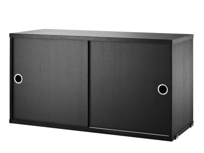 Caisson avec portes coulissantes String System, Placage frêne noir, 30 cm