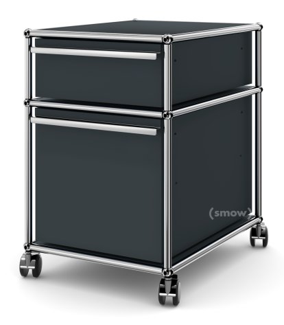 Caisson à roulettes USM Haller avec cadre pour dossiers suspendus, Sans serrures, Anthracite RAL 7016