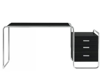 Bureau S 285/1 - S 285/2 Bauhaus, Frêne teinté noir, S 285/1: 1 grand bloc de tiroirs à l'extérieur à droite