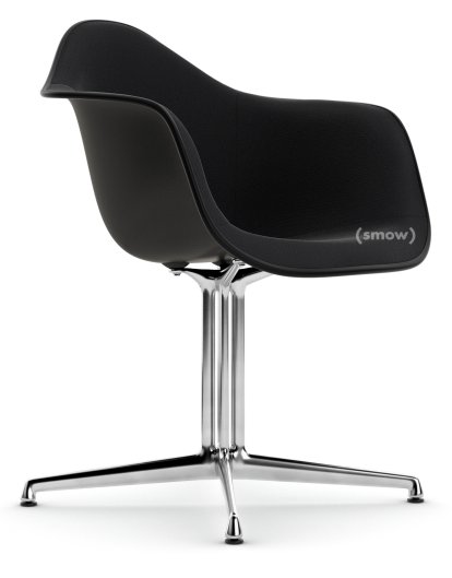 Eames Plastic Armchair DAL, Noir profond  , Rembourrage intégral, Nero, Aluminium poli, Nouvelle hauteur d'assise (43,0 cm)
