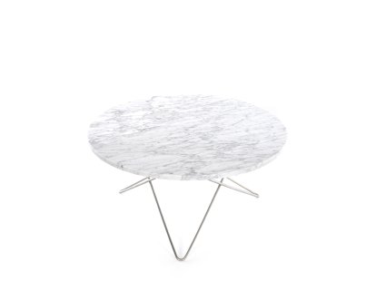 O Table, Blanc Carrara, Acier inoxydable 