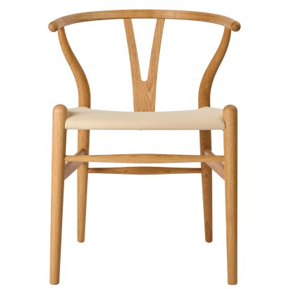 Chaise Wishbone CH24P en cuir, Chêne huilé, Terra Sand 20364