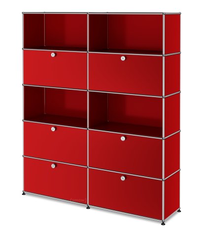 Étagère à dossiers L USM Haller, personnalisable, Rouge rubis USM, Avec 2 portes abattantes, Ouvert, Avec 2 portes abattantes, Avec 2 portes coulissantes
